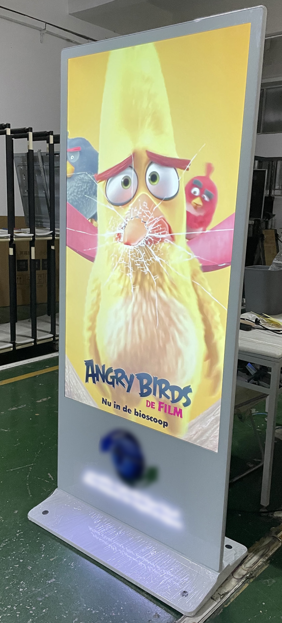 49 Inch Indoor Vertical LCD Digital Signage Kiosk With Luminous LOGO Floor Standing Commercial Touch Advertising Screen