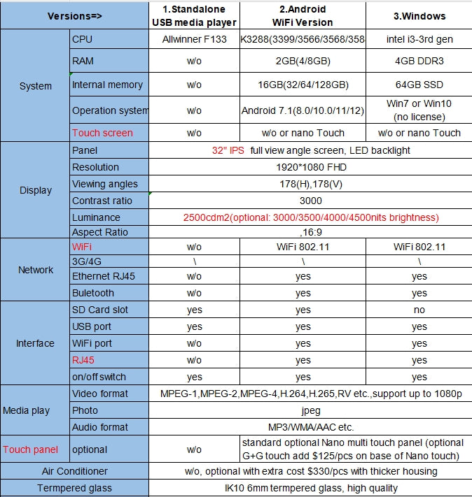 32 Inch Outdoor digital signage floor stand lcd touch screen advertising display kiosk display