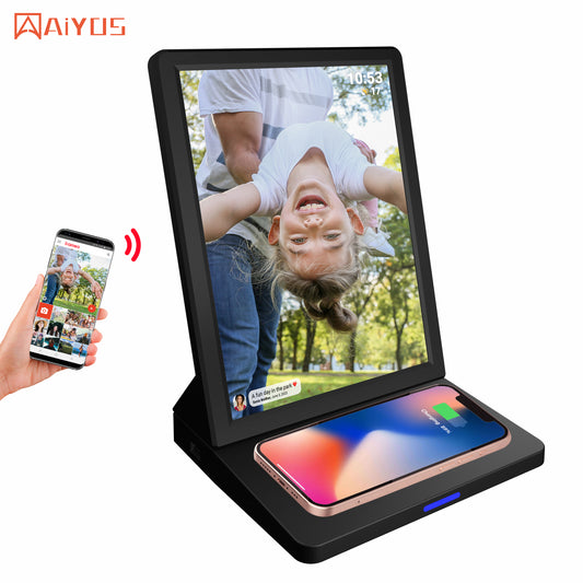 9.7" Desktop LCD Player Digital Photo Frame with Wireless Charger Video Play Android WiFi Cloud Version+Touch panel