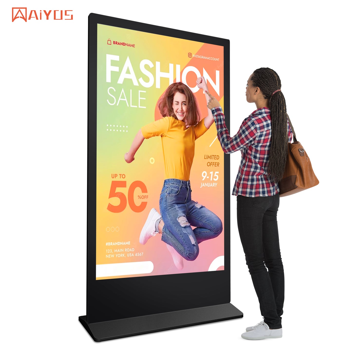 85 Inch Indoor Monitor Digital Signage Display LCD Screen Advertising CMS Software Totem Android Touch Screen Kiosk
