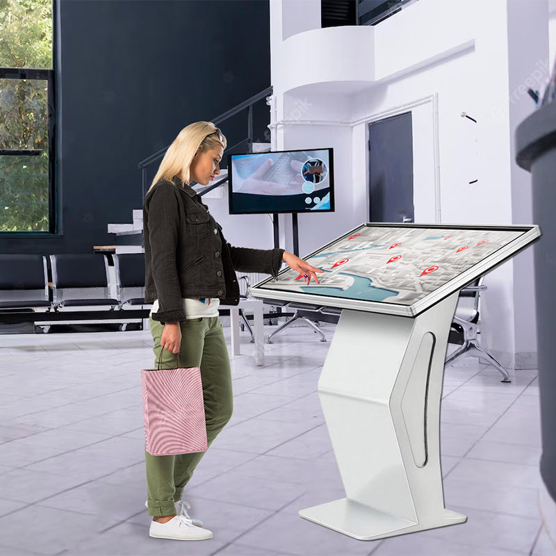55 Inch K shape interactive table panel touch screen monitor floor stand digital signage advertisement equipment