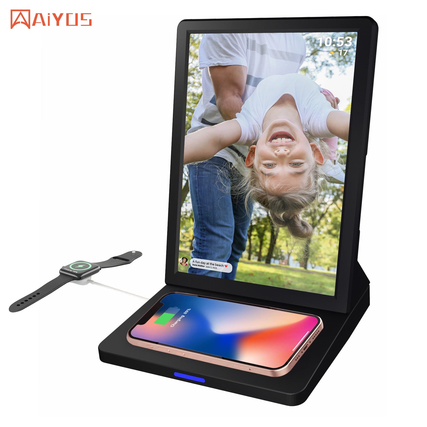 9.7 Inch Wifi Picture Frame With Frameo Desktop All-In-One Tablet LCD Touch Screen Fast Wireless Charger Digital Photo Frame