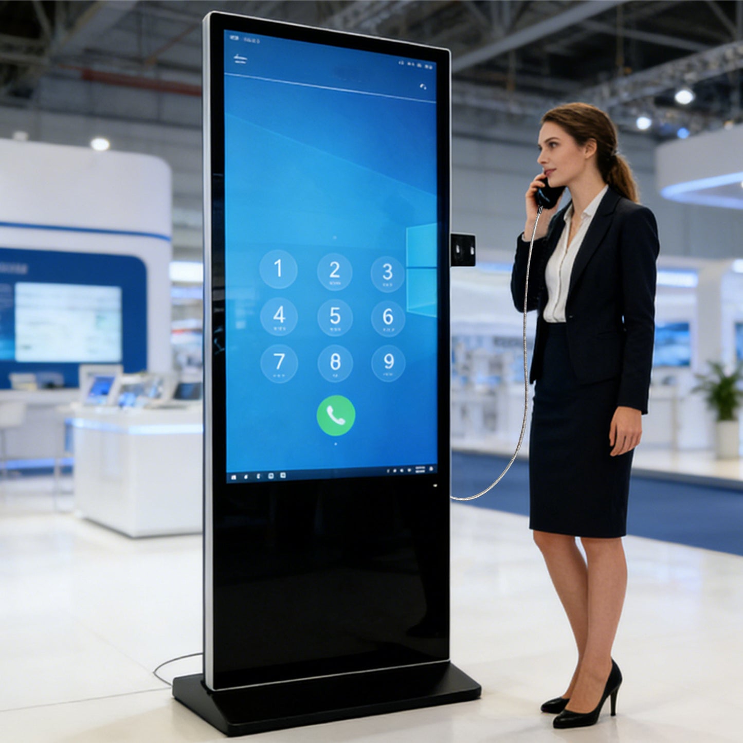 55 Inch Floor Standing Digital Signage With Call Function Android Touch Screen Kiosk Indoor LCD Display