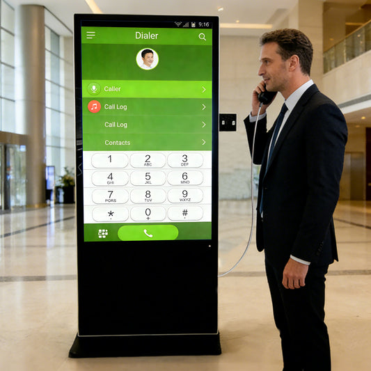 55 Inch Floor Standing Digital Signage With Call Function Android Touch Screen Kiosk Indoor LCD Display