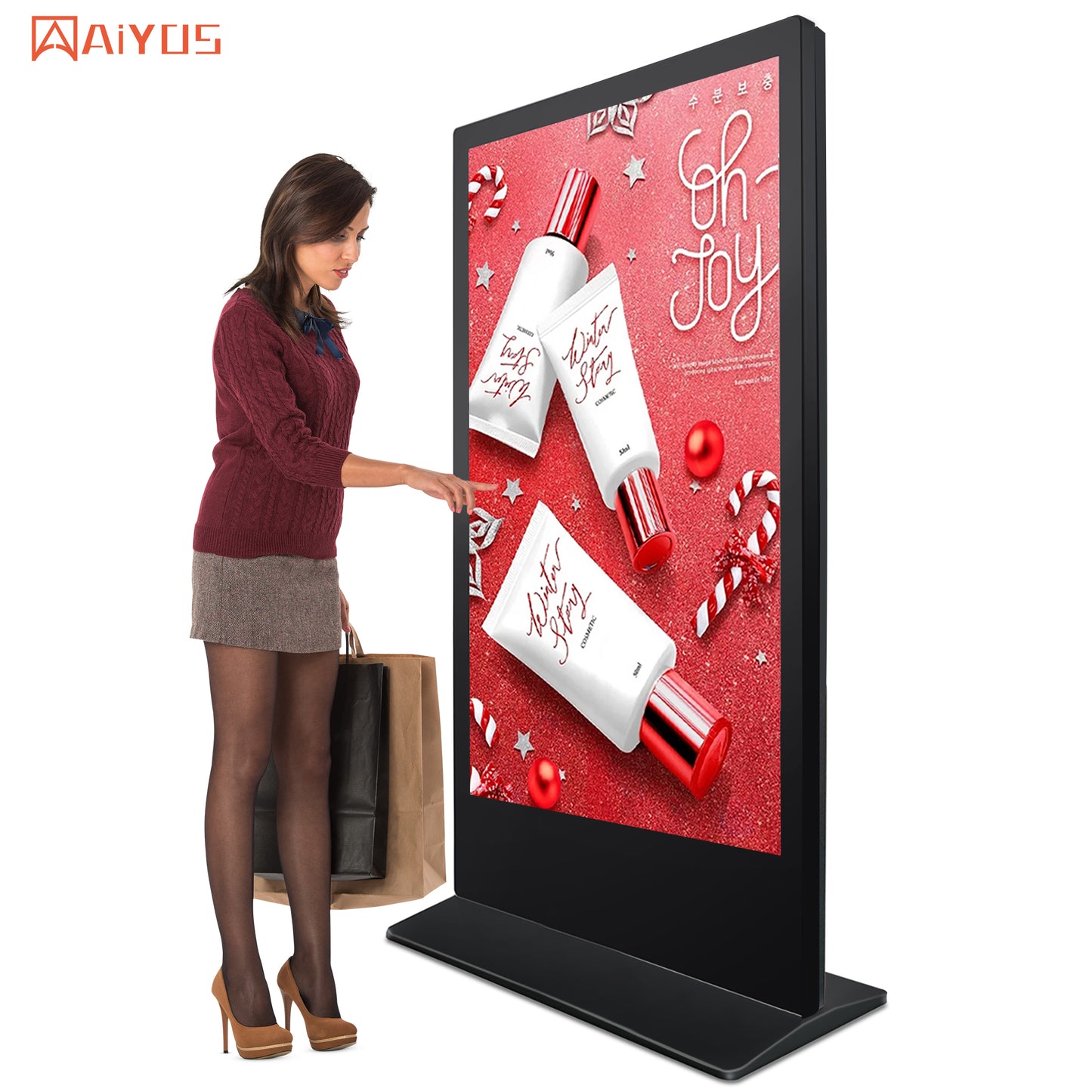 75 Inch Floor Standing Digital Signage And Display Totem LCD Touch Screen Kiosk Indoor Advertising Display Player Equipment