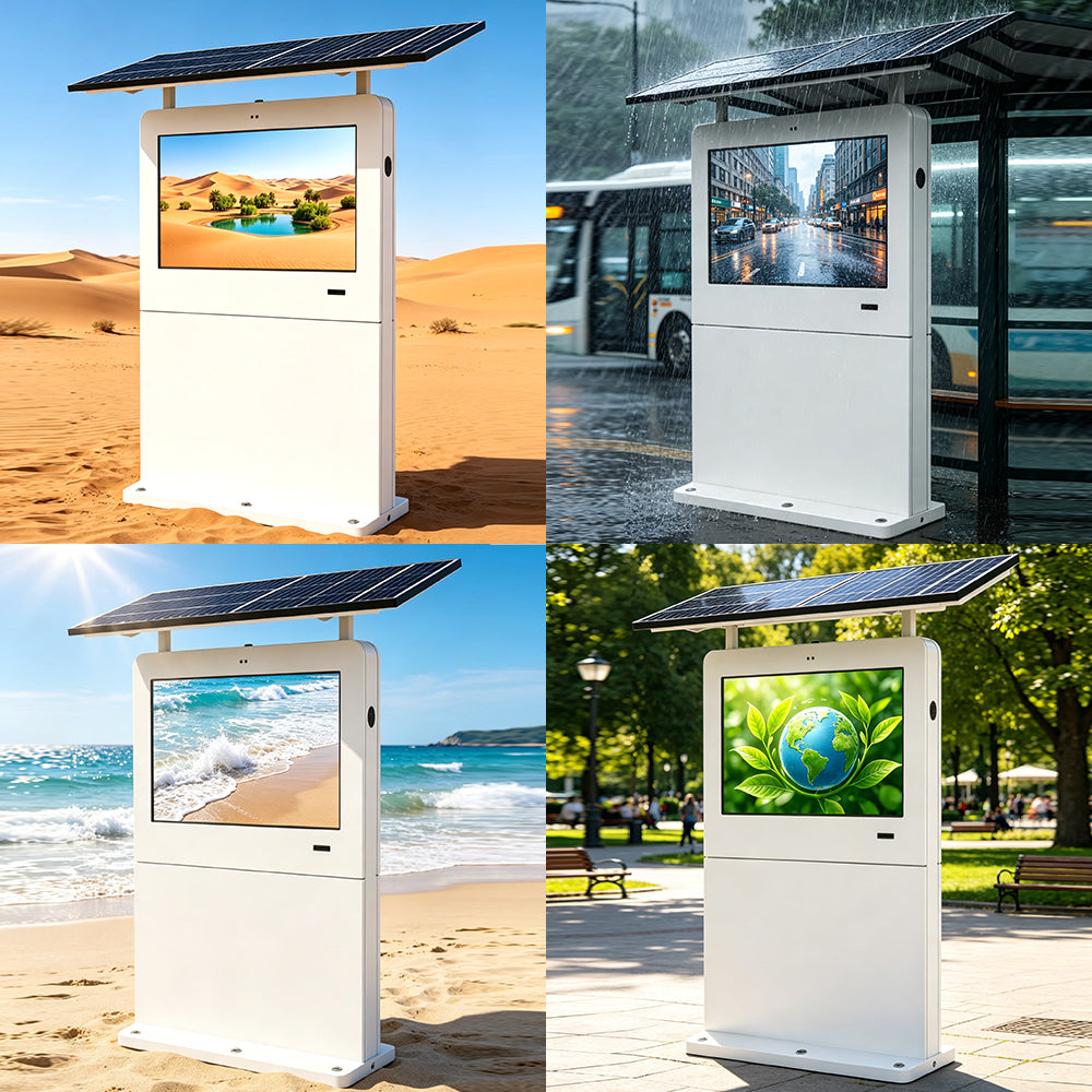 43 Inch Floor Standing Solar Powered Kiosk Outdoor LCD Digital Signage Display Screen