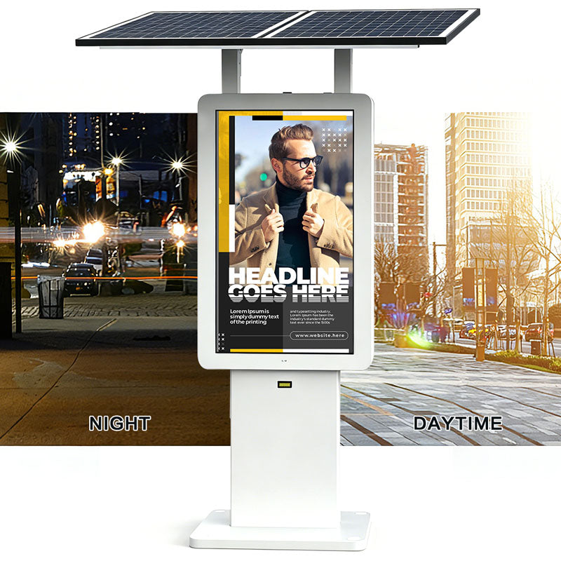 43 Inch Solar Advertising Kiosk Outdoor Battery Powered LCD Screen Off Grid Display