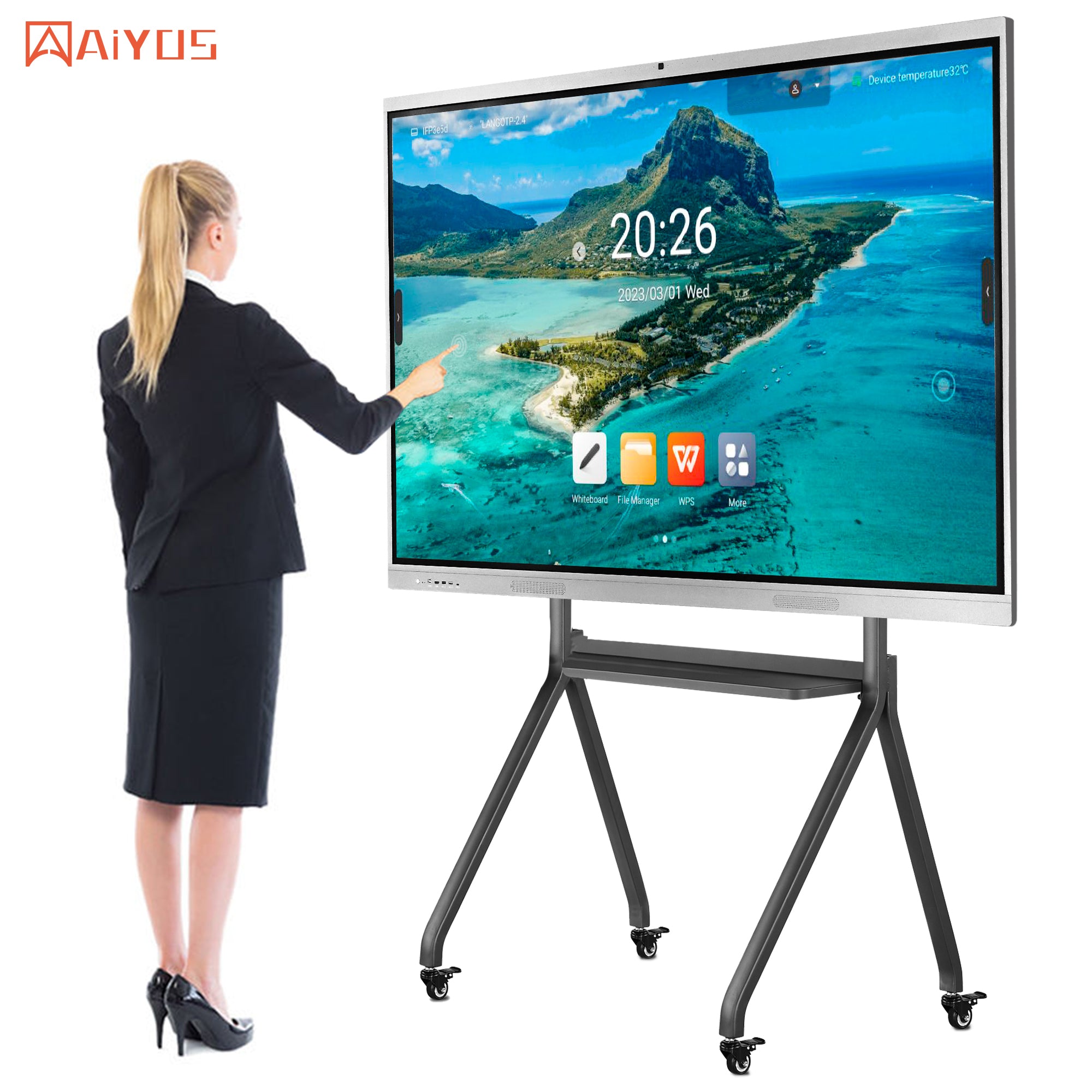 75 Inch Android/Windows OPS Dual System Smart Board Touch Screen Wirel ...