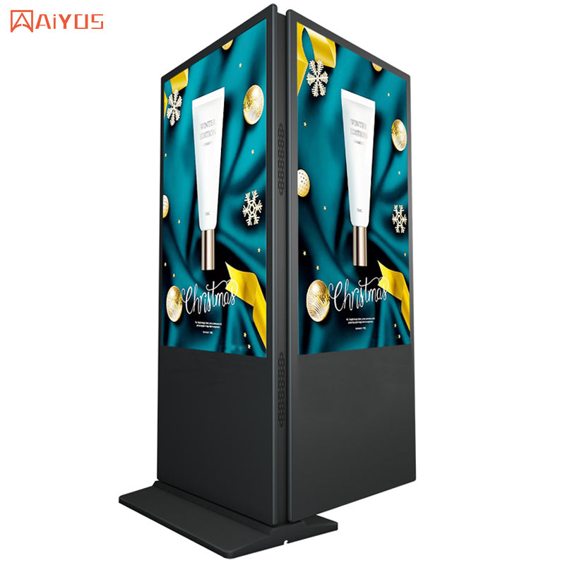 49 50 Inch Indoor Commercial Lcd Advertising Touch Screen Dual displays Floor standing digital signage double side kiosk