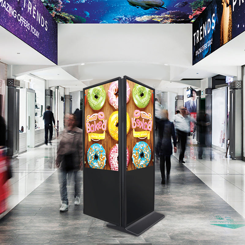 43 inch indoor double sided floor stand double face LCD advertising signages totem design kiosk