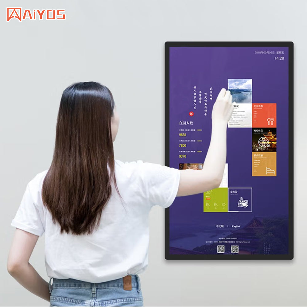 32 Inch Ceiling Mount Touch Screens Menu Board Ultra Thin Bezel TV Digital Signage Advertising Display