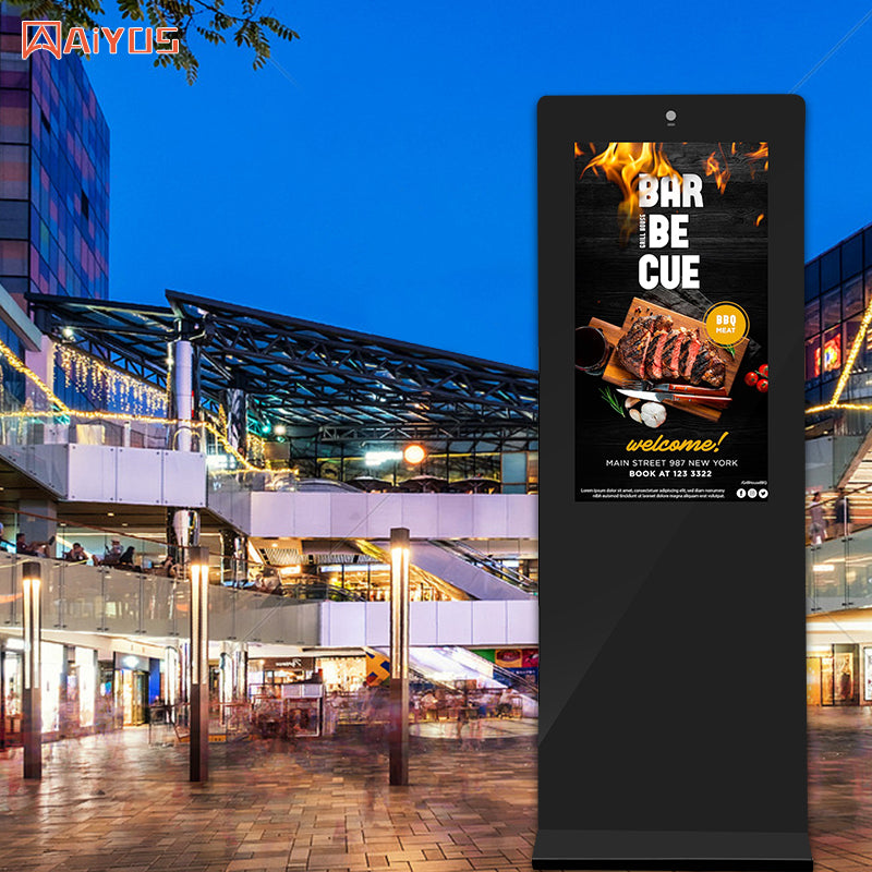 Outdoor digital signage 32/43/49/55/65/75 inch floor stand lcd touch screen 2000 nits advertising display kiosk display